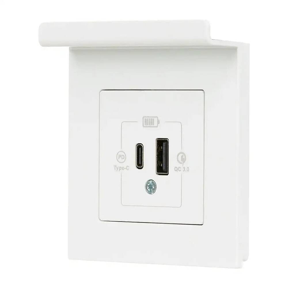 Eqona Pratik Telefon Tutucu 2 Çıkışlı USB Şarj Prizi, 20W, Type A + Type C, Beyaz - 2