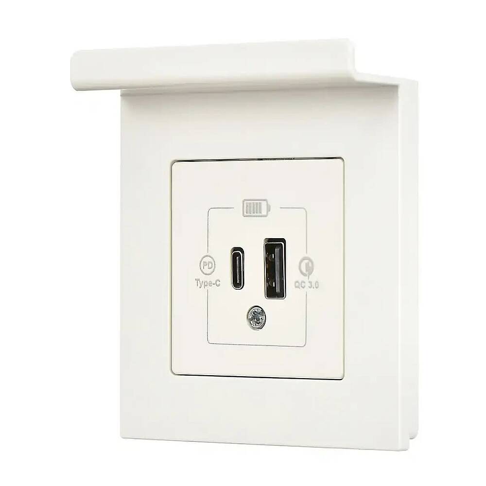 Eqona Pratik Telefon Tutucu 2 Çıkışlı USB Şarj Prizi, 20W, Type A + Type C, Fildişi Beyazı - 2