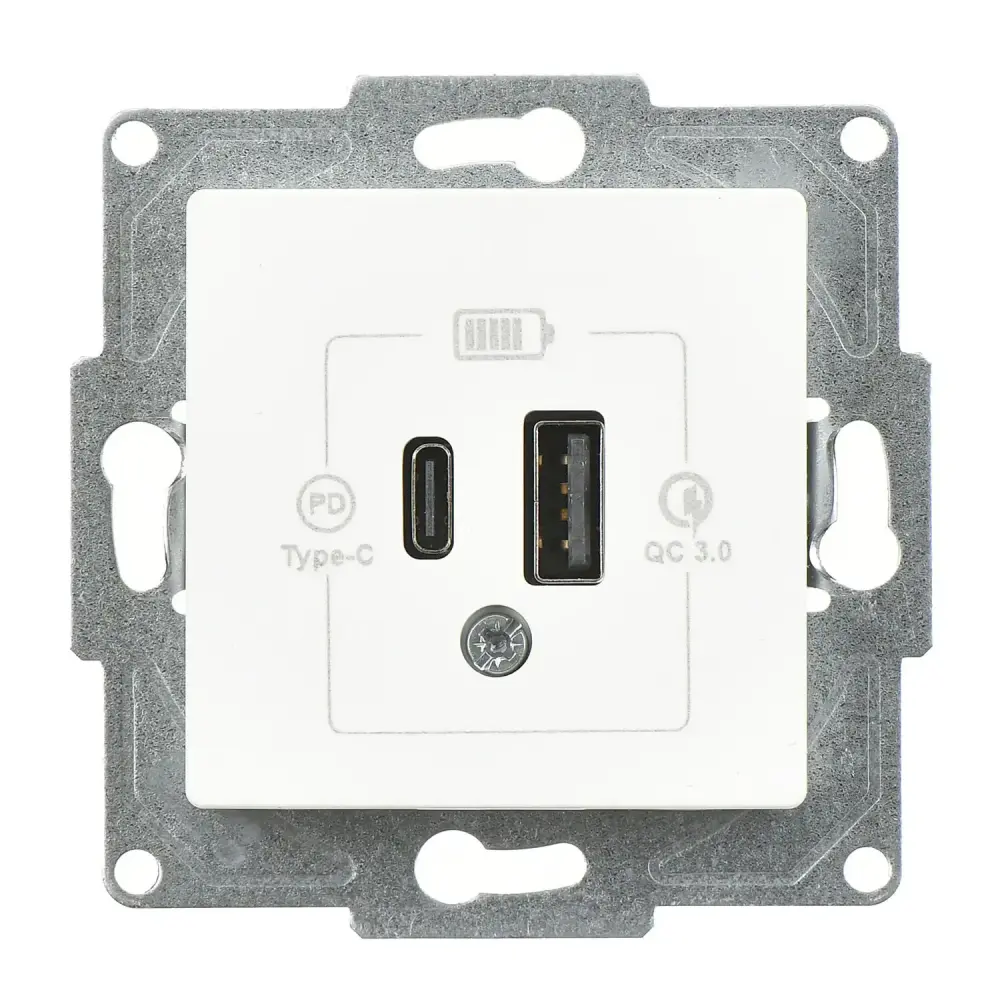 USB Charger, 2 Outlets (Type A + Type C), 20W , White - Günsan