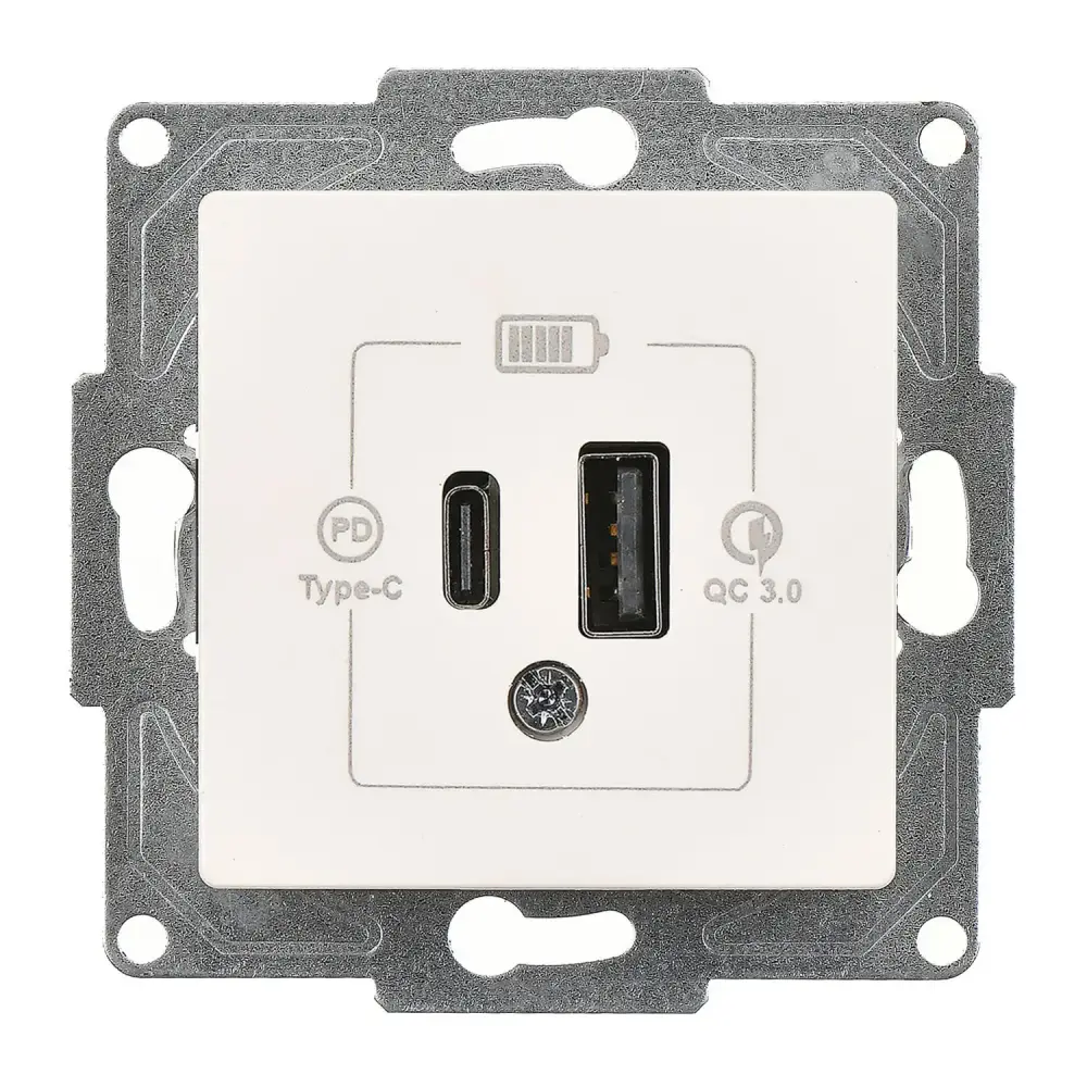 USB Charger, 2 Outlets (Type A + Type C), 20W , Ivory White - Günsan