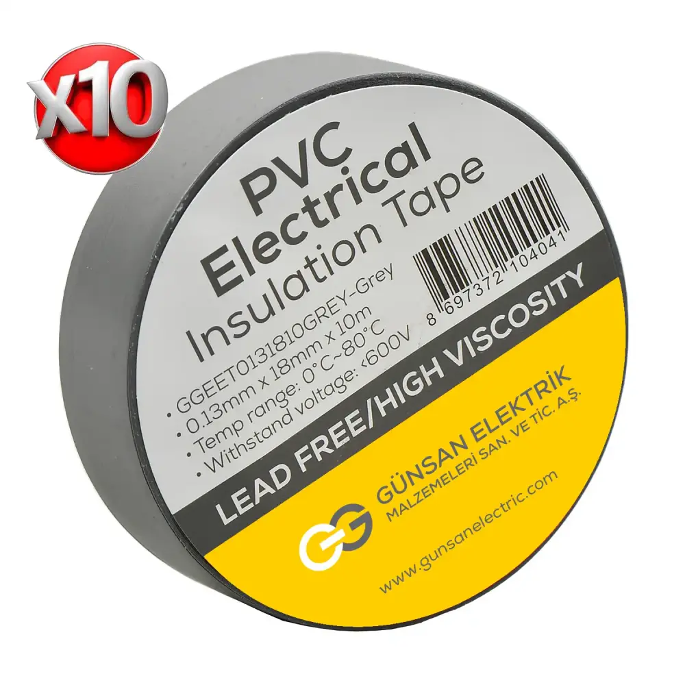 0.13mmX18mmX10m Electrical Tape Blue - 10 Piece Pack - Günsan