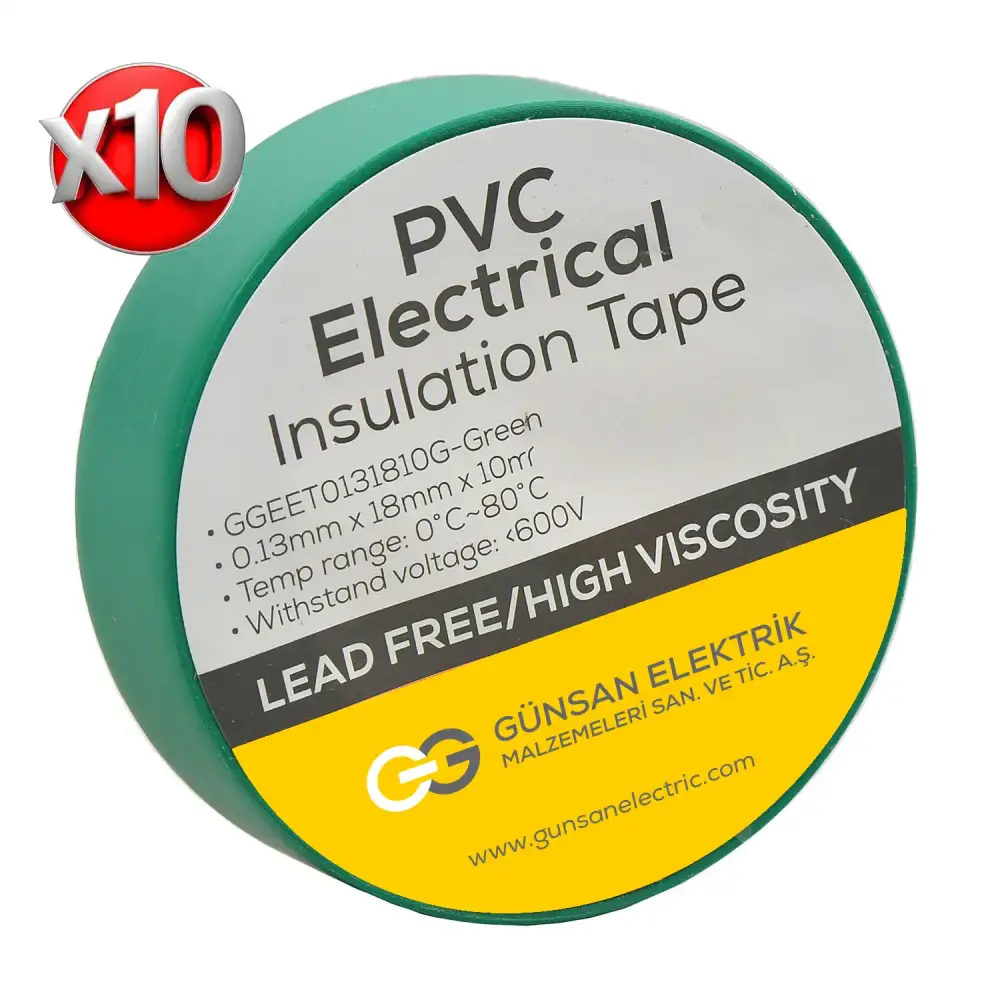0.13mmX18mmX10m Electrical Tape Grey - 10 Piece Pack - Günsan